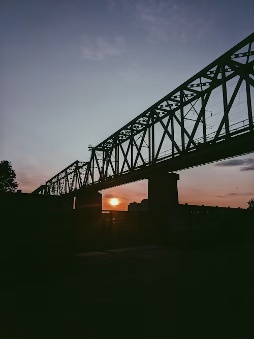 Bridge deck pour at dawn