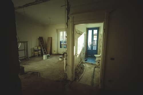 Interior renovation with exposed framing